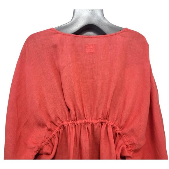 120% LINO Coral Linen Button Front Shirt Dress - Picture 8 of 12